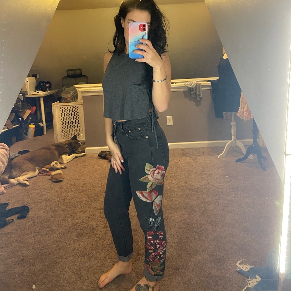 Black embroidered Jeans